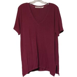 Michael Stars V Neck Short Sleeve T Shirt One Size Burgundy Fall / Autum…